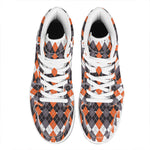 Halloween Themed Argyle Pattern Print High Top Leather Sneakers