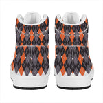 Halloween Themed Argyle Pattern Print High Top Leather Sneakers