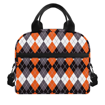 Halloween Themed Argyle Pattern Print Insulated Lunch Bag