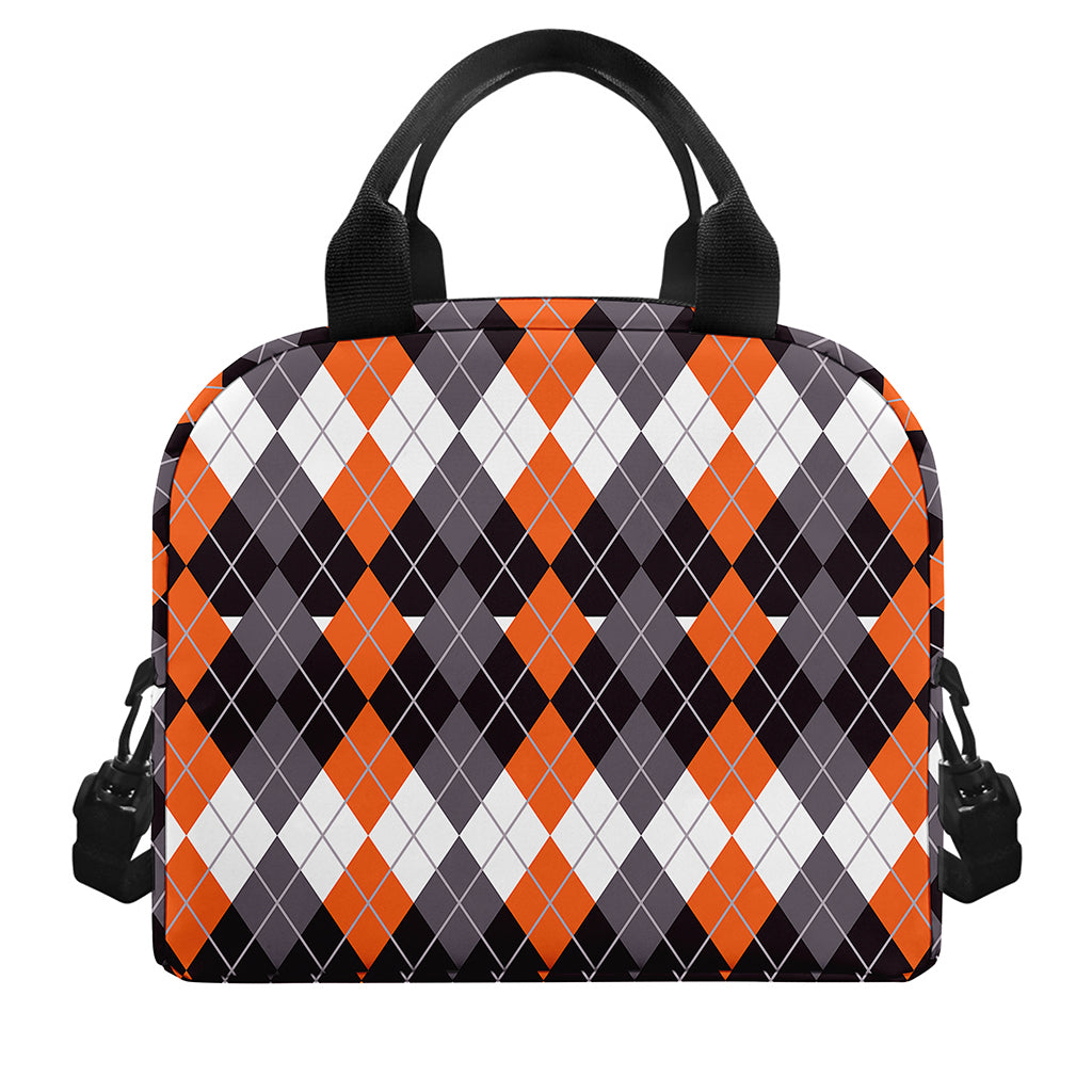 Halloween Themed Argyle Pattern Print Insulated Lunch Bag