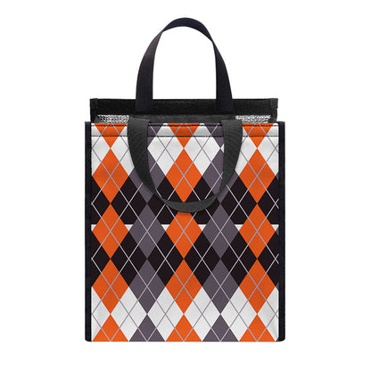 Halloween Themed Argyle Pattern Print Insulated Lunch Tote