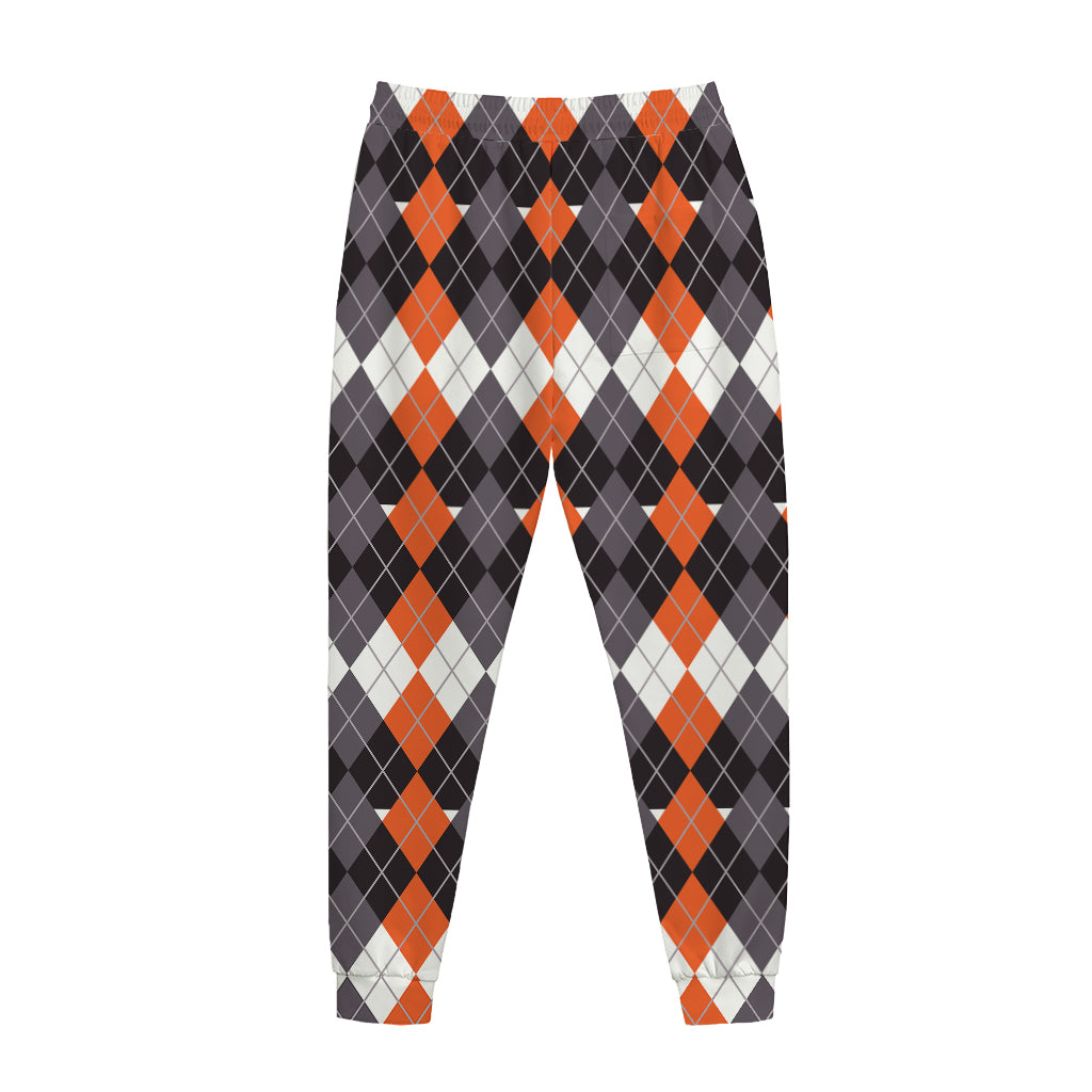 Halloween Themed Argyle Pattern Print Jogger Pants