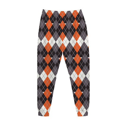 Halloween Themed Argyle Pattern Print Jogger Pants