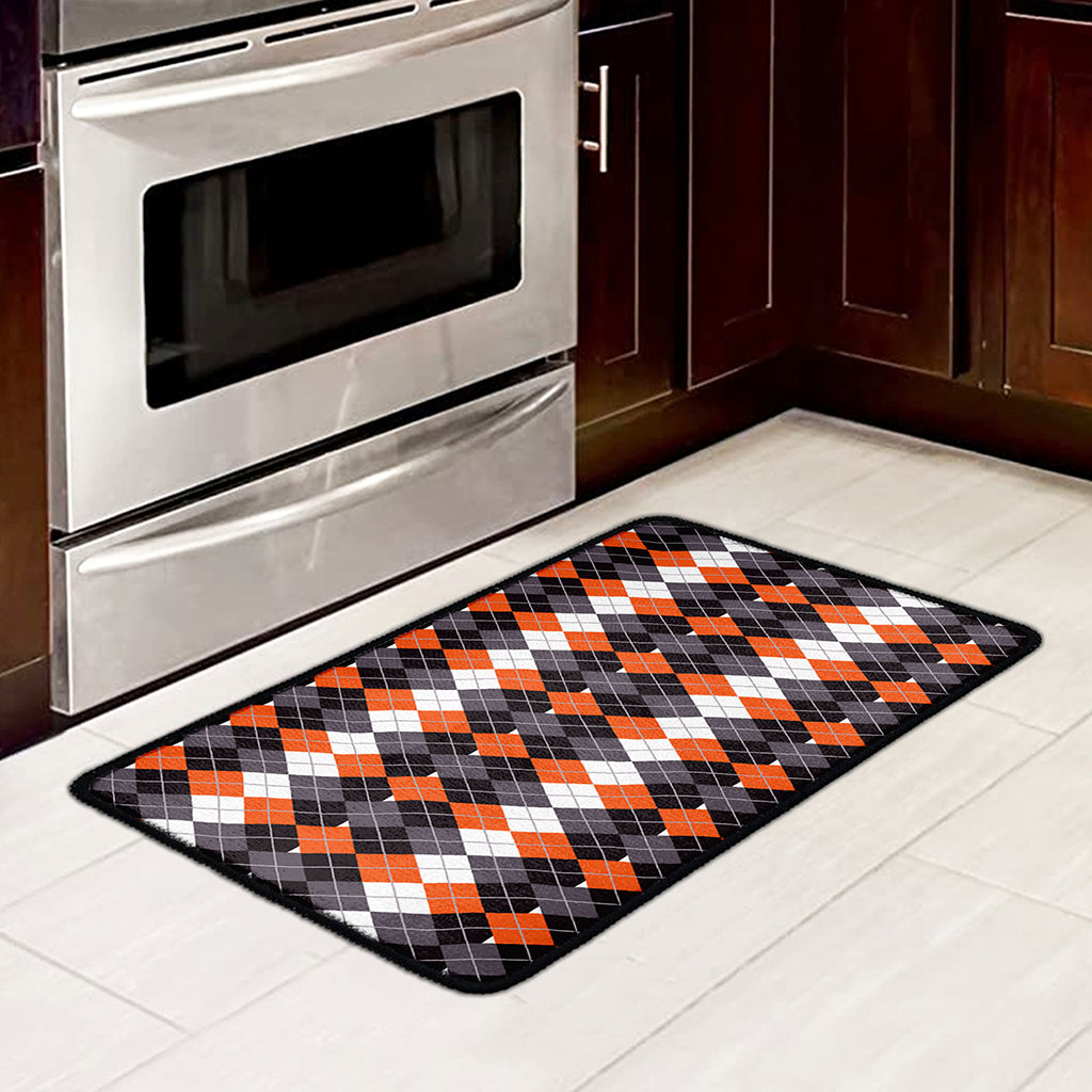 Halloween Themed Argyle Pattern Print Kitchen Mat