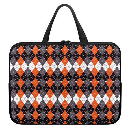 Halloween Themed Argyle Pattern Print Laptop Sleeve With Handle