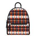 Halloween Themed Argyle Pattern Print Leather Backpack