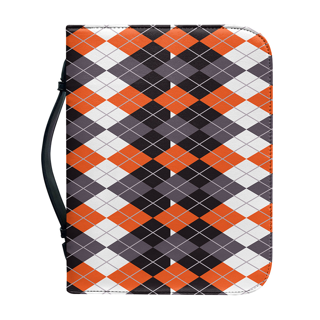 Halloween Themed Argyle Pattern Print Leather Bible Cover