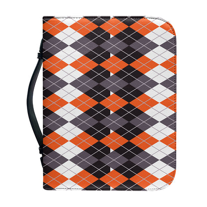 Halloween Themed Argyle Pattern Print Leather Bible Cover