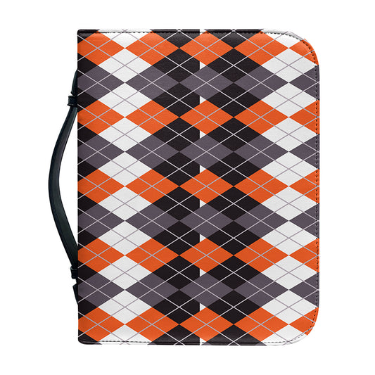 Halloween Themed Argyle Pattern Print Leather Bible Cover
