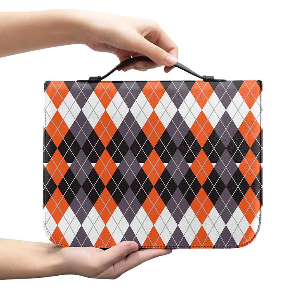 Halloween Themed Argyle Pattern Print Leather Bible Cover