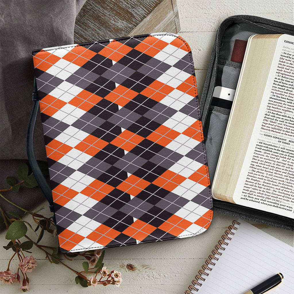 Halloween Themed Argyle Pattern Print Leather Bible Cover