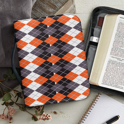Halloween Themed Argyle Pattern Print Leather Bible Cover
