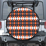 Halloween Themed Argyle Pattern Print Leather Spare Tire Cover
