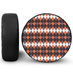 Halloween Themed Argyle Pattern Print Leather Spare Tire Cover
