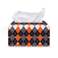 Halloween Themed Argyle Pattern Print Leather Tissue Box Cover