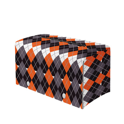 Halloween Themed Argyle Pattern Print Leather Tissue Box Cover