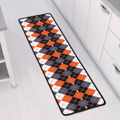 Halloween Themed Argyle Pattern Print Long Kitchen Mat