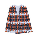 Halloween Themed Argyle Pattern Print Long Sleeve Short Coat