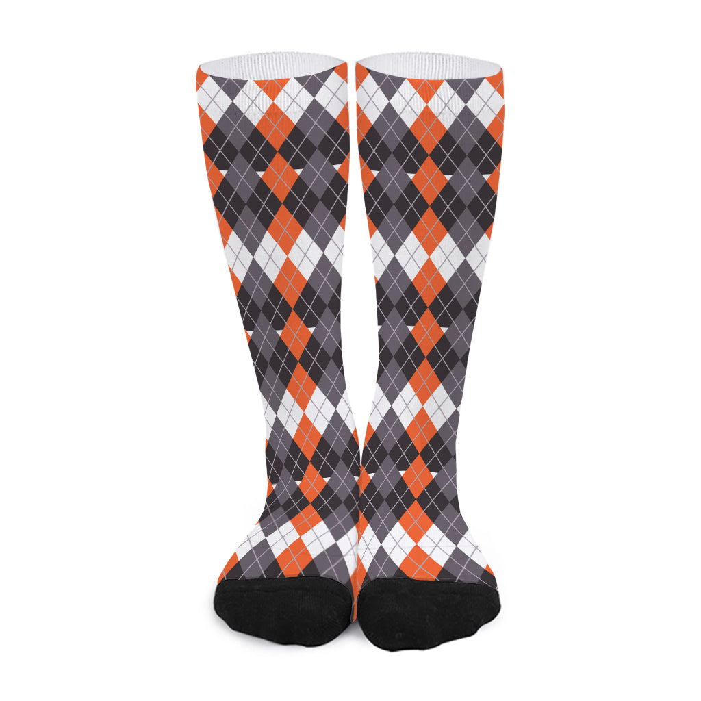 Halloween Themed Argyle Pattern Print Long Socks