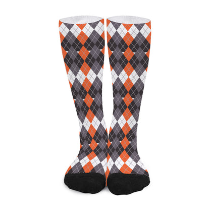 Halloween Themed Argyle Pattern Print Long Socks