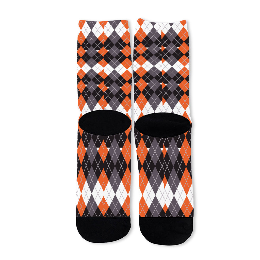 Halloween Themed Argyle Pattern Print Long Socks