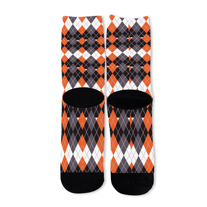 Halloween Themed Argyle Pattern Print Long Socks