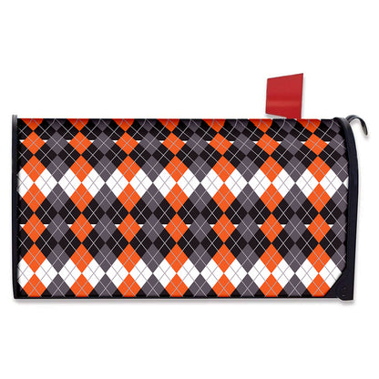 Halloween Themed Argyle Pattern Print Mailbox Cover