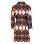 Halloween Themed Argyle Pattern Print Men's Bathrobe