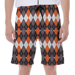 Halloween Themed Argyle Pattern Print Men's Beach Shorts