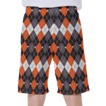 Halloween Themed Argyle Pattern Print Men's Beach Shorts