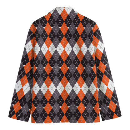 Halloween Themed Argyle Pattern Print Men's Blazer