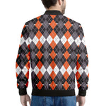 Halloween Themed Argyle Pattern Print Men's Bomber Jacket