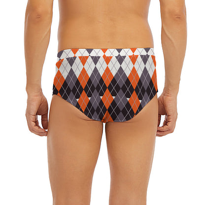 Halloween Themed Argyle Pattern Print Men's Briefs