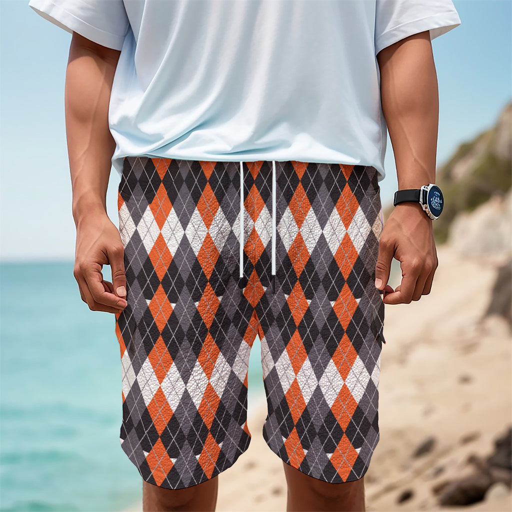 Halloween Themed Argyle Pattern Print Men's Cargo Shorts