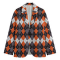 Halloween Themed Argyle Pattern Print Men's Cotton Blazer