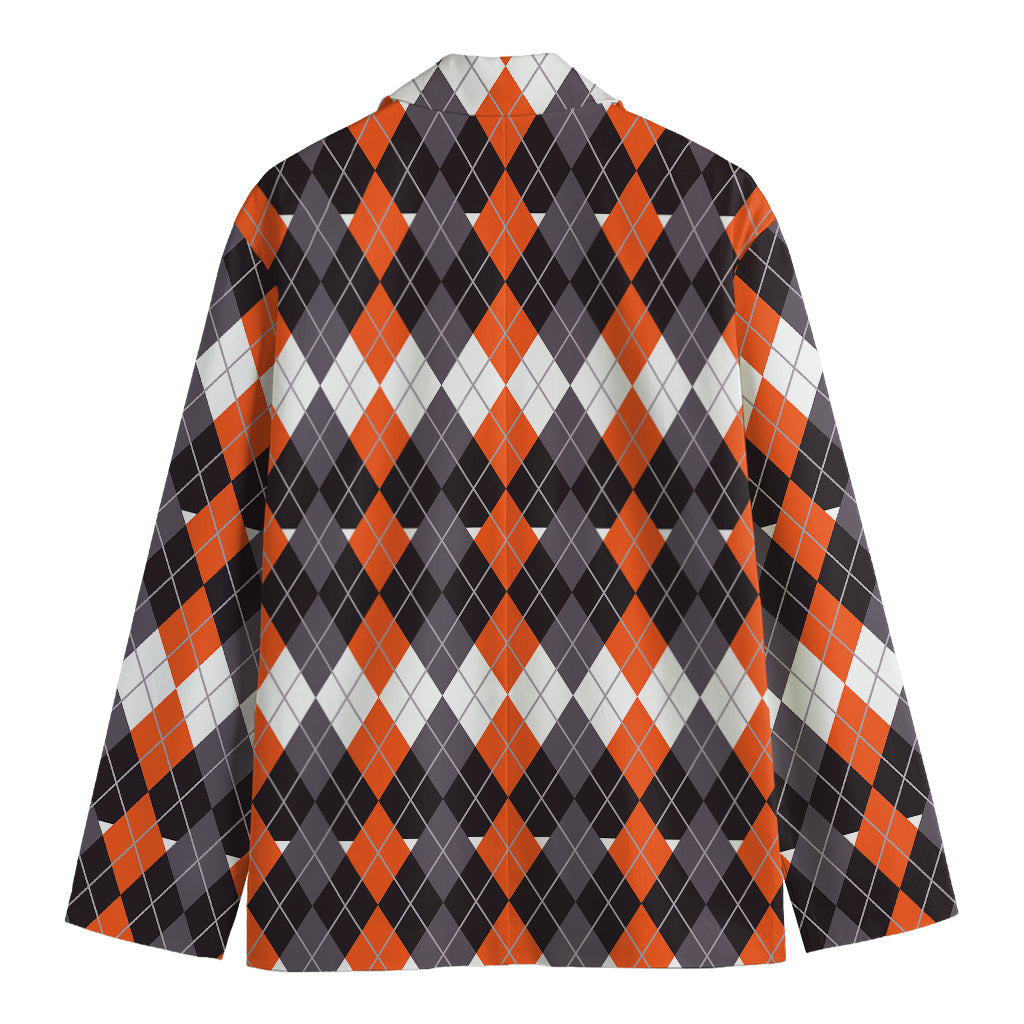 Halloween Themed Argyle Pattern Print Men's Cotton Blazer
