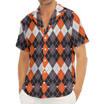 Halloween Themed Argyle Pattern Print Men's Deep V-Neck Shirt