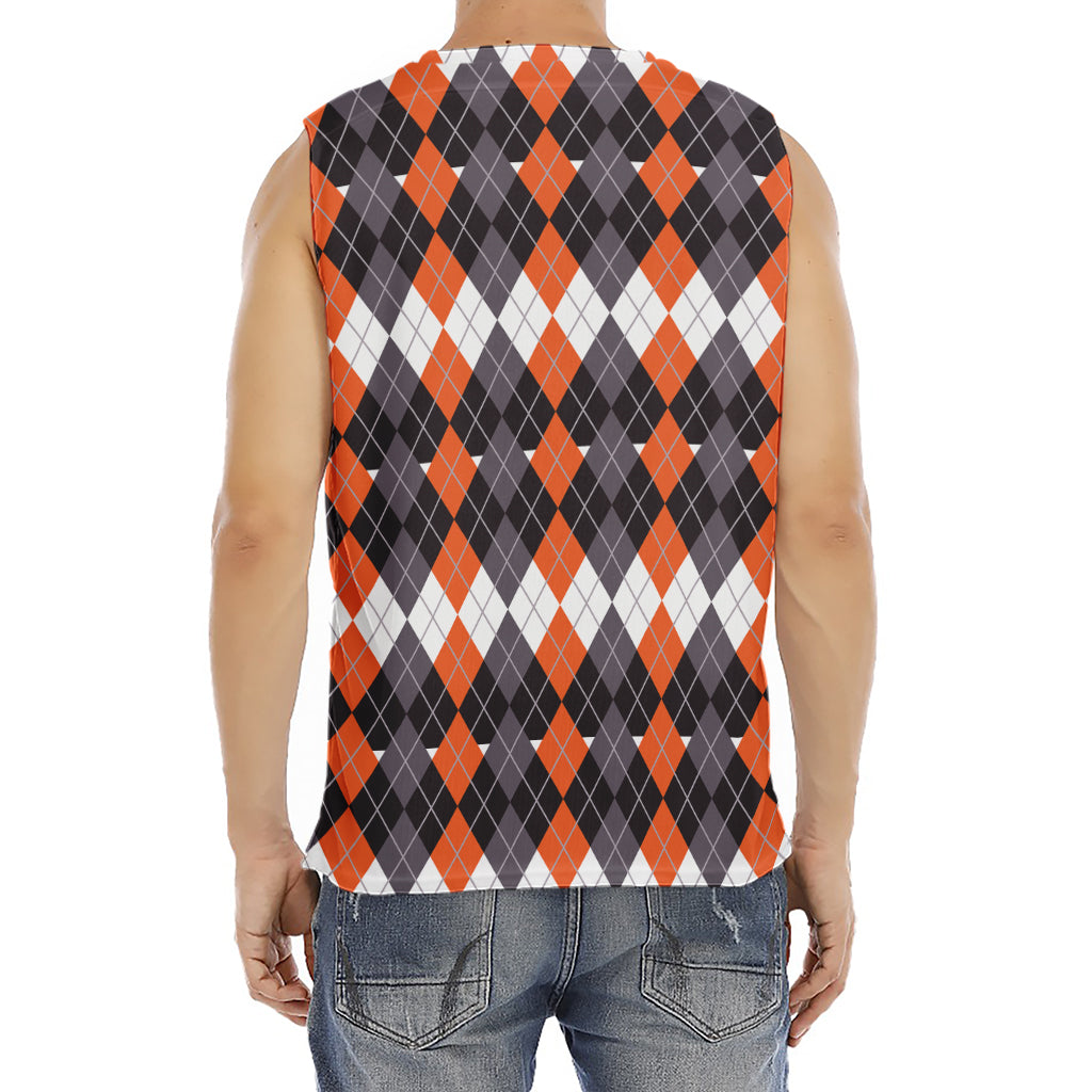 Halloween Themed Argyle Pattern Print Men's Fitness Tank Top