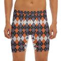 Halloween Themed Argyle Pattern Print Men's Long Boxer Briefs