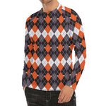 Halloween Themed Argyle Pattern Print Men's Long Sleeve Rash Guard