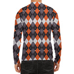 Halloween Themed Argyle Pattern Print Men's Long Sleeve Rash Guard