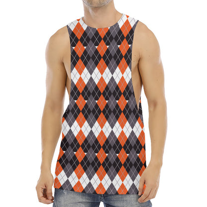 Halloween Themed Argyle Pattern Print Men's Muscle Tank Top