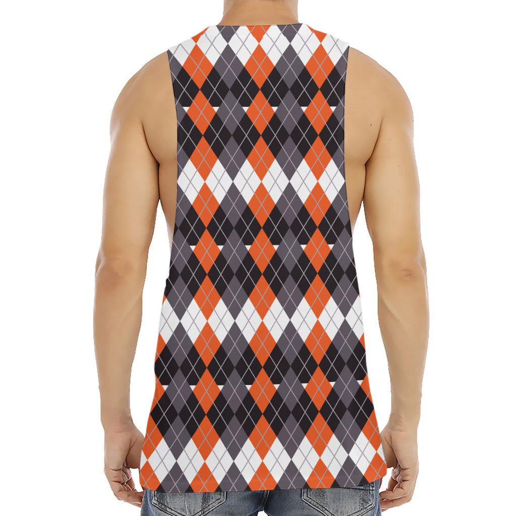 Halloween Themed Argyle Pattern Print Men's Muscle Tank Top