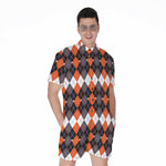 Halloween Themed Argyle Pattern Print Men's Rompers