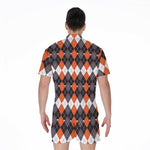 Halloween Themed Argyle Pattern Print Men's Rompers