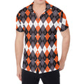 Halloween Themed Argyle Pattern Print Men's Shirt