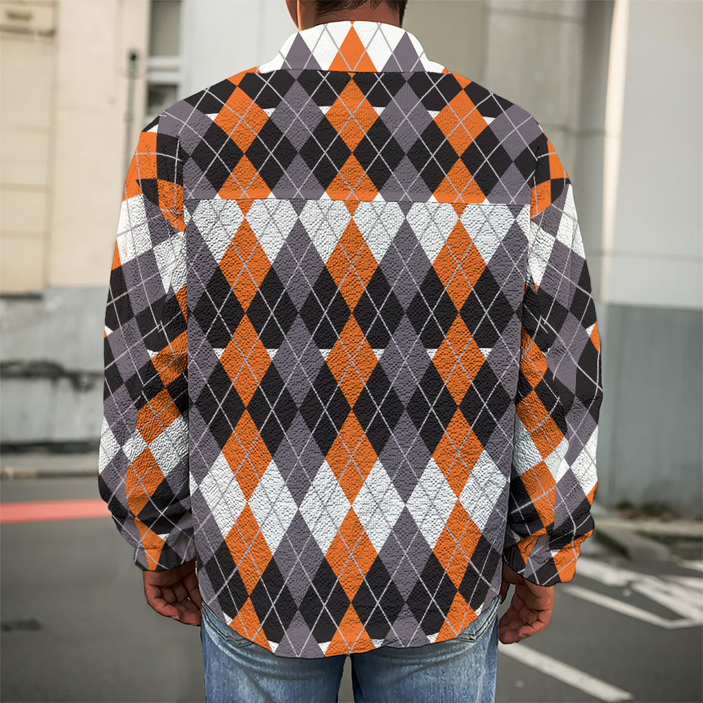 Halloween Themed Argyle Pattern Print Men's Shirt Jacket