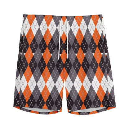 Halloween Themed Argyle Pattern Print Men's Sports Shorts
