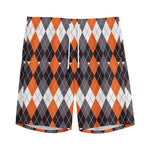 Halloween Themed Argyle Pattern Print Men's Sports Shorts