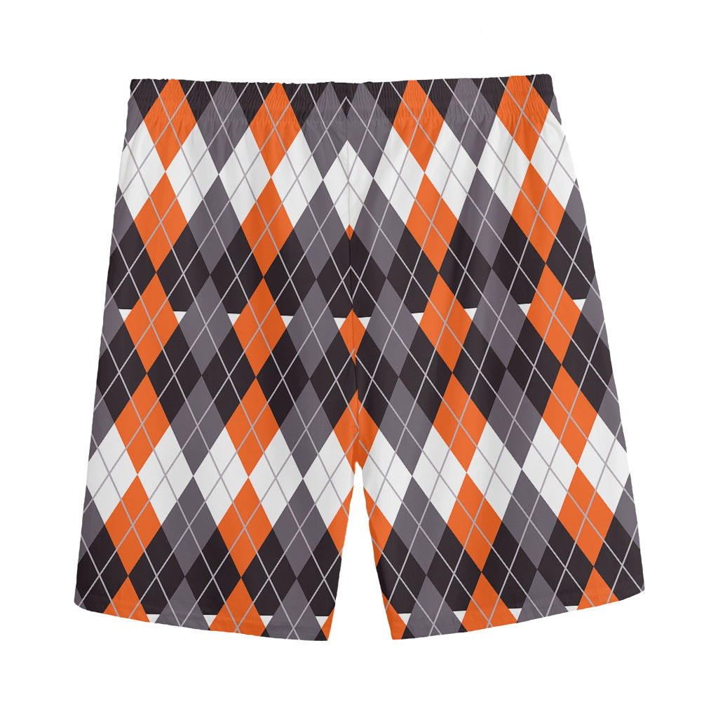 Halloween Themed Argyle Pattern Print Men's Sports Shorts